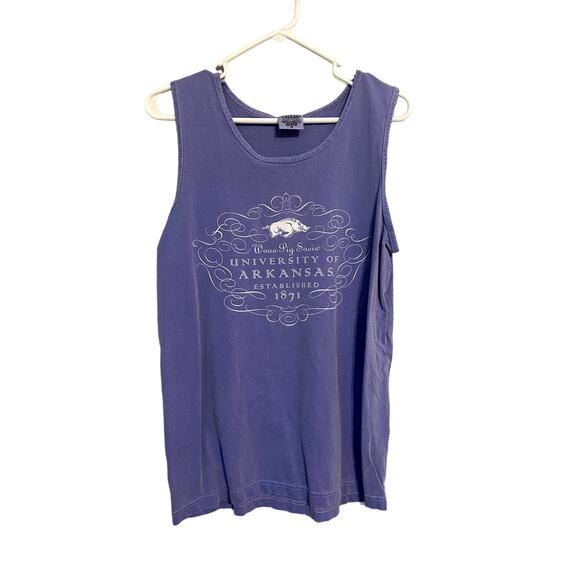 Comfort Colors Small Purple Tank Top University of Arkansas Razorbacks Shirt - Picture 1 of 6